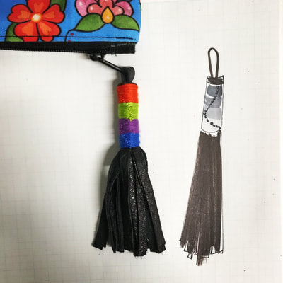 Custom handbag tassel for Metis Artist using fabric designed by the artist
